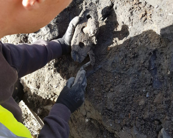 Andy Nettleton from our Milton Keynes Archaeology Team is pictured revealing a stunning wooden block