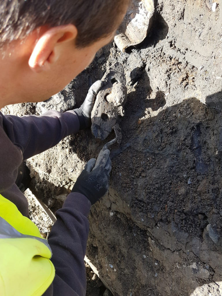 Andy Nettleton from our Milton Keynes Archaeology Team is pictured revealing a stunning wooden block
