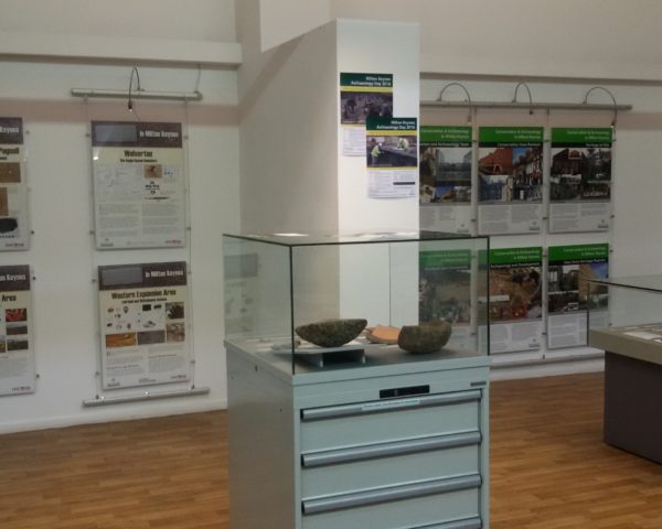 Archaeological finds on display from both the Western and Eastern Expansion Areas, Milton Keynes