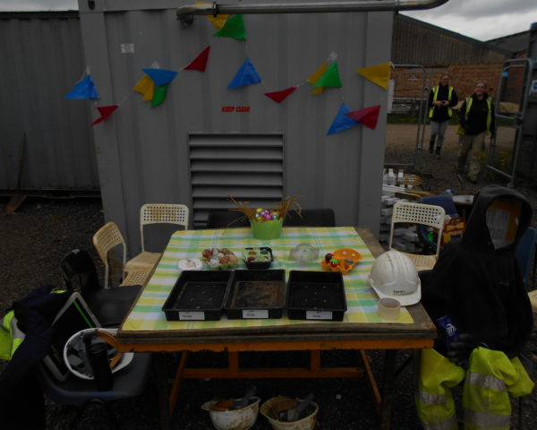 Field Archaeologists race to see who has won the Milton Keynes 2017 Decorated Easter Egg competition at Common Farm.