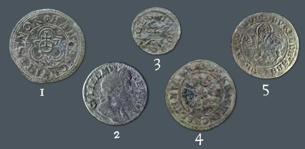 Coins unearthed during Archaeological Evaluation at Gloucester Cathedral