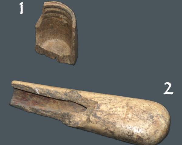 Small bone objects unearthed during archaeological evaluation at Gloucester Cathedral