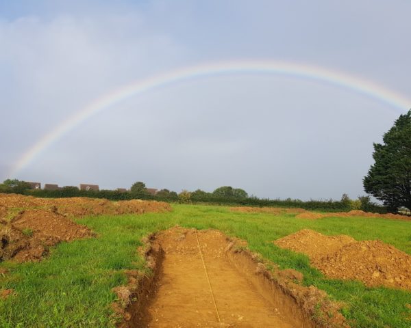 Rainbow over trench