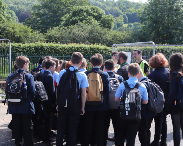 Archeologists and pupils at Misbourne School, Great Missenden