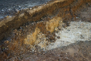 Photos 1 and 2: showing the  geological process of solifluction; the deposits left behind after the movement of soils through periods of glaciation and thaw in the geological past.