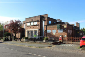 entrance to the former swimming baths of late 1930s date