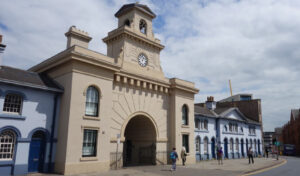 Photo 3: view towards Nottingham General Cemetery gatehouse and flanking almhouses (Grade II listed)