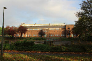 view from Valley Park showing the south facing elevation of the baths