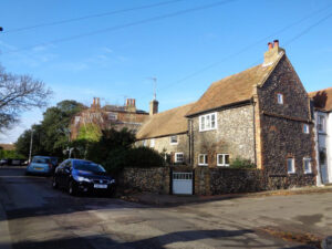 view NW along Reading Street towards two Grade II listed buildings